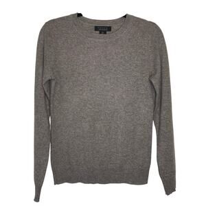 100% Cashmere Tahari Crewneck Sweater Minimalist Neutral Beige Tan size S